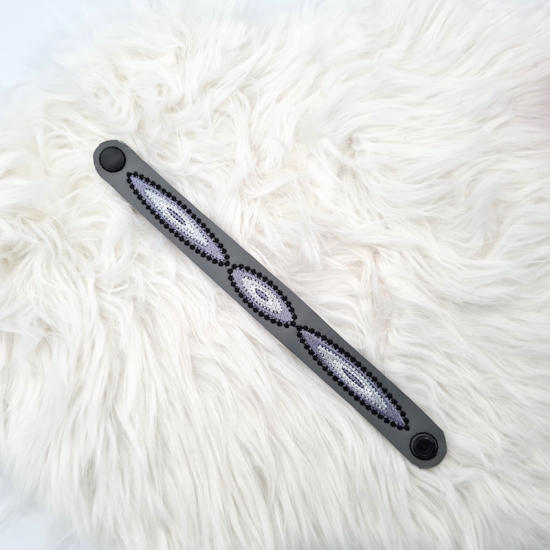 Preview: Armband in grau/schwarz, Echt-Leder, 23cm lang